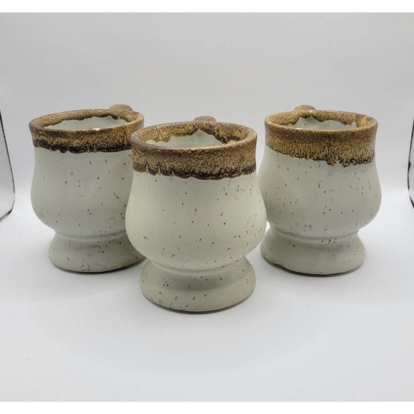 Set Of 3 Vintage McCoy Pottery Brown & Gray Drip Speckled Stoneware Coffee Mugs - Picture 3 of 13
